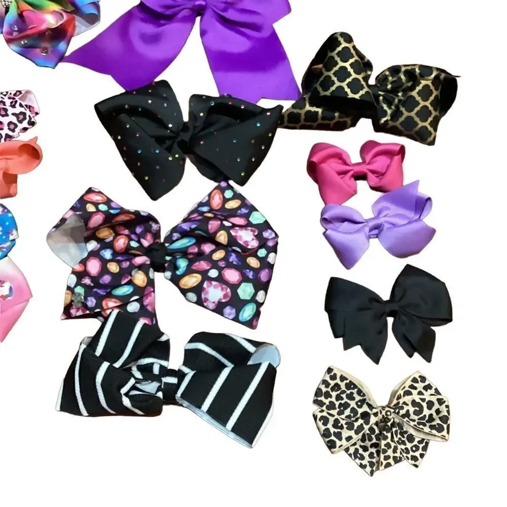 Bundle of homemade Colorful Hair Accessories Bows and Hair Clips Ties Scrunchie